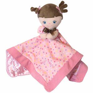 2010 Garanimals My Best Friend Doll Polka Dot Satin Pink Lovey Blanket 14" X 13"